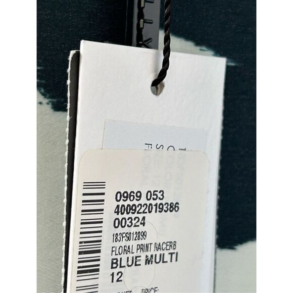 Milly Sleeveless Watercolor Floral Print Racerback Mini Dress Women's Size 12 - Picture 7 of 10